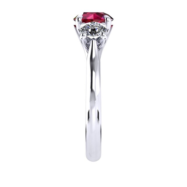 Mappin & Webb Ena Harkness 18ct White Gold And Three Stone 5mm Ruby Ring