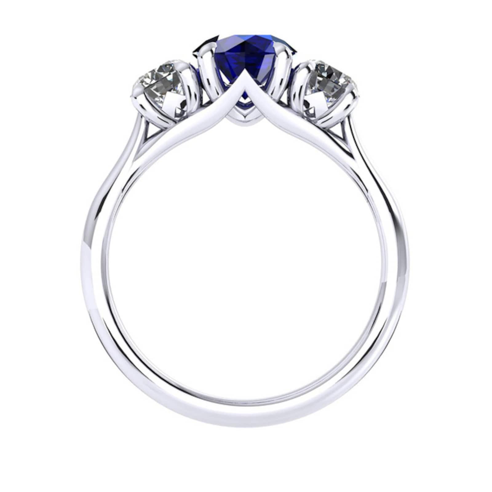Mappin & Webb Ena Harkness 18ct White Gold And Three Stone 5mm Sapphire ...