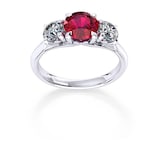 Mappin & Webb Ena Harkness 18ct White Gold And Three Stone 4mm Ruby Ring