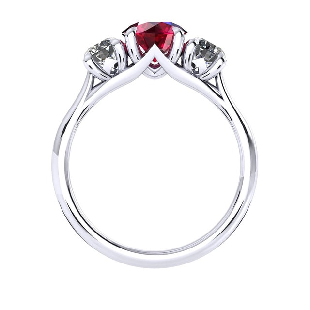 Mappin & Webb Ena Harkness 18ct White Gold And Three Stone 4mm Ruby Ring