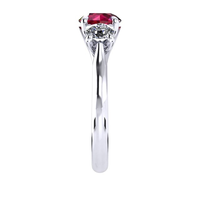 Mappin & Webb Ena Harkness 18ct White Gold And Three Stone 4mm Ruby Ring