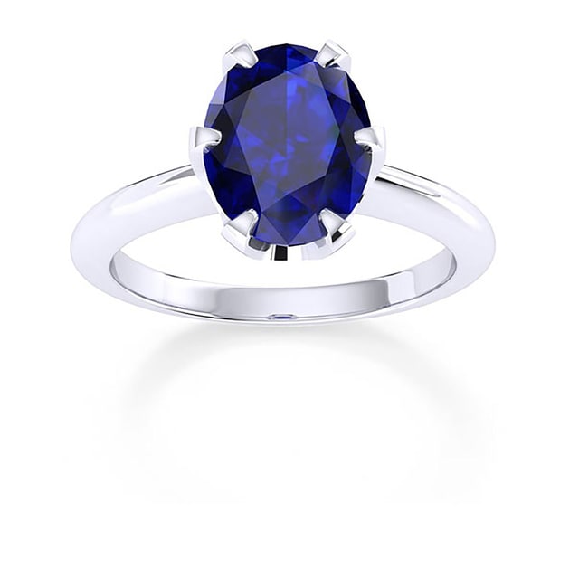 Hermione 18ct White Gold And 9x7mm Sapphire Ring - Ring Size P