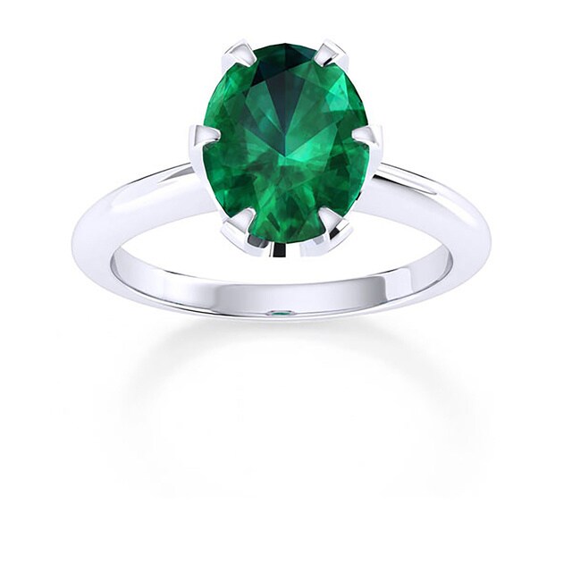 Mappin & Webb Hermione 18ct White Gold And 7x5mm Emerald Ring