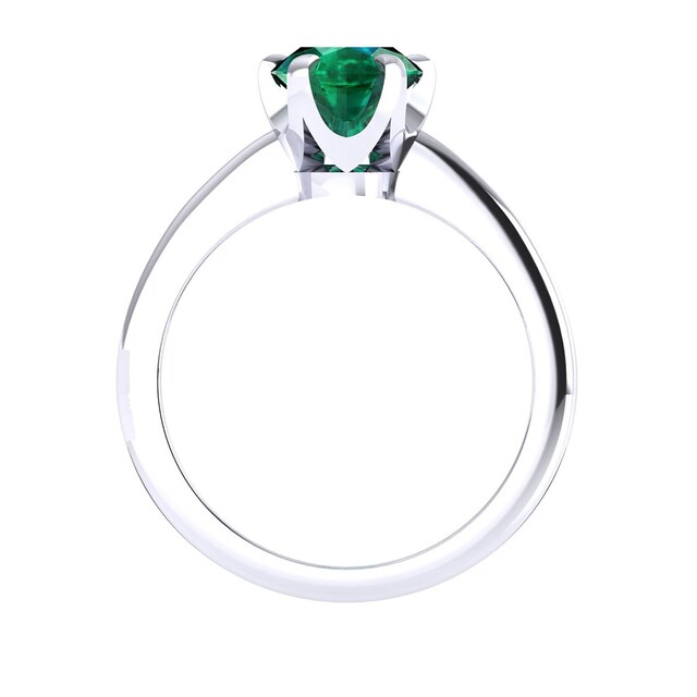 Mappin & Webb Hermione 18ct White Gold And 7x5mm Emerald Ring - Ring Size P