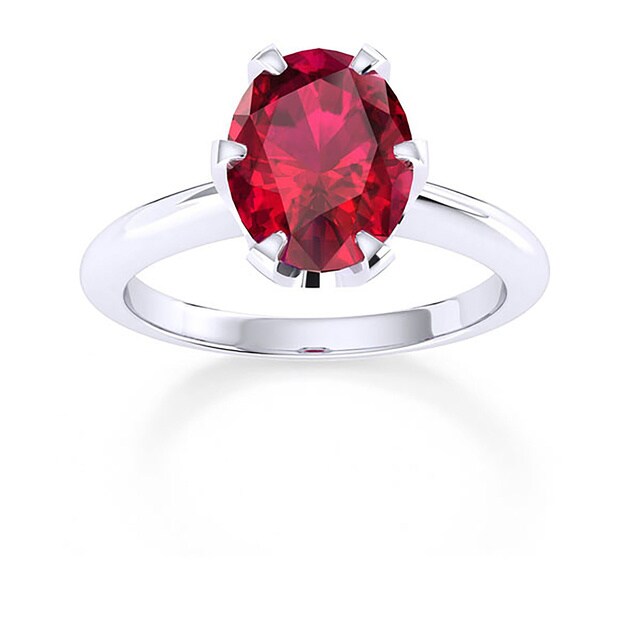 Mappin & Webb Hermione 18ct White Gold And 6x4mm Ruby Ring