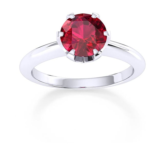 Hermione 18ct White Gold And 6mm Ruby Ring - Ring Size N