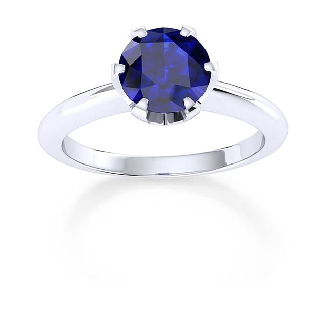 Hermione 18ct White Gold And 6mm Sapphire Ring - Ring Size N