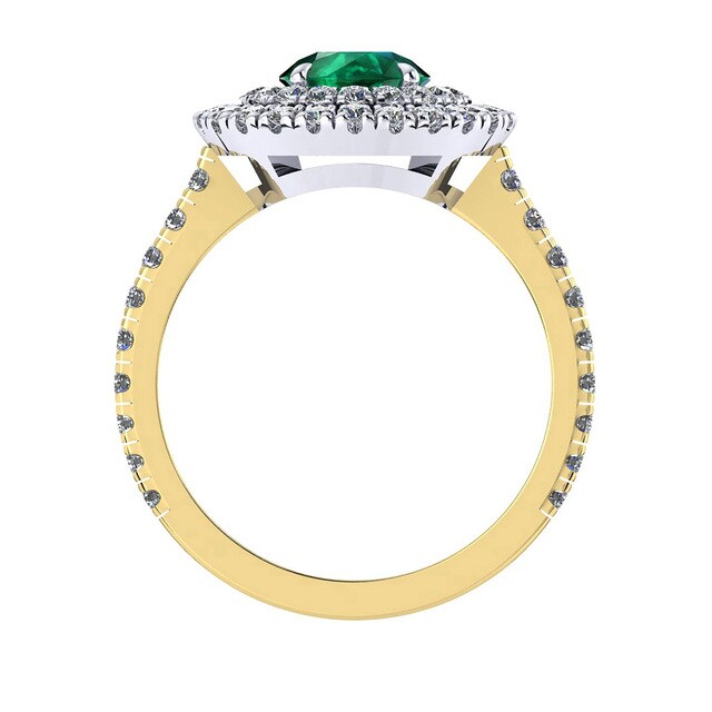 Mappin & Webb Alba Double Halo 18ct Yellow Gold And 6mm Emerald Ring