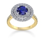 Mappin & Webb Alba Double Halo 18ct Yellow Gold And 5mm Sapphire Ring
