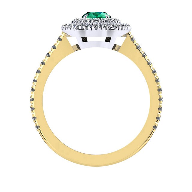 Mappin & Webb Alba Double Halo 18ct Yellow Gold And 4mm Emerald Ring