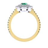 Mappin & Webb Alba Double Halo 18ct Yellow Gold And 4mm Emerald Ring