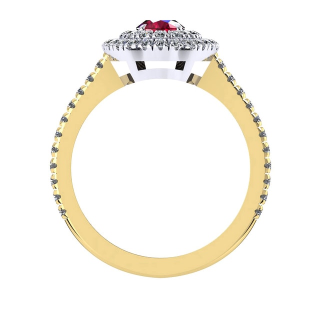 Mappin & Webb Alba Double Halo 18ct Yellow Gold And 4mm Ruby Ring