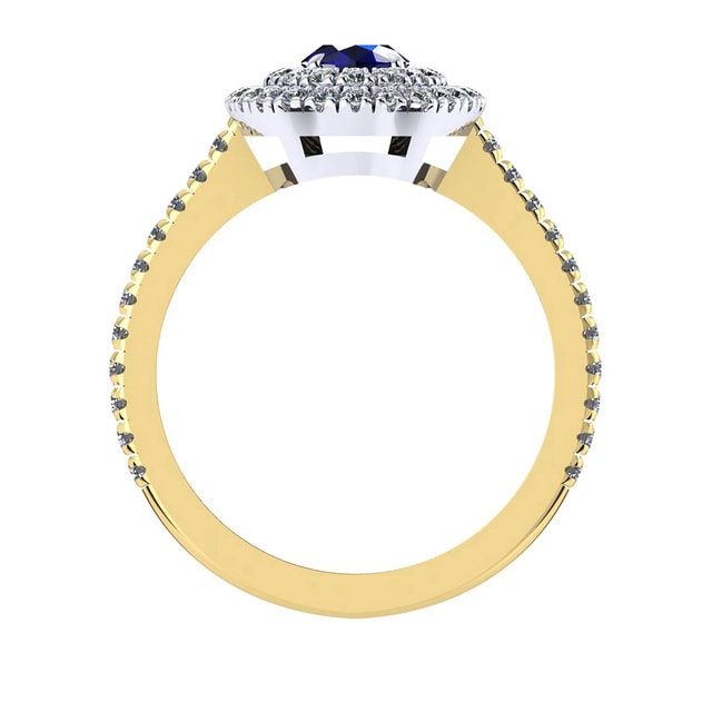 Mappin & Webb Alba Double Halo 18ct Yellow Gold And 4mm Sapphire Ring