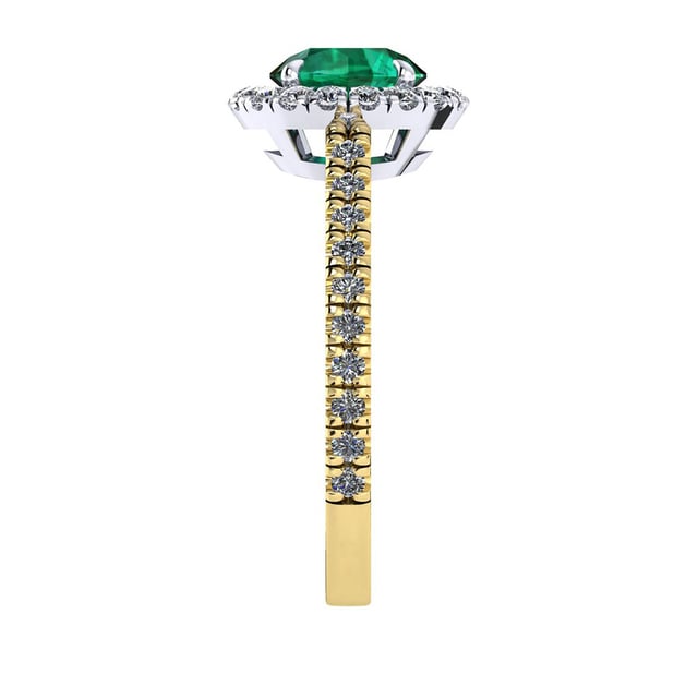 Mappin & Webb Amelia Halo 18ct Yellow Gold And 6mm Emerald Ring