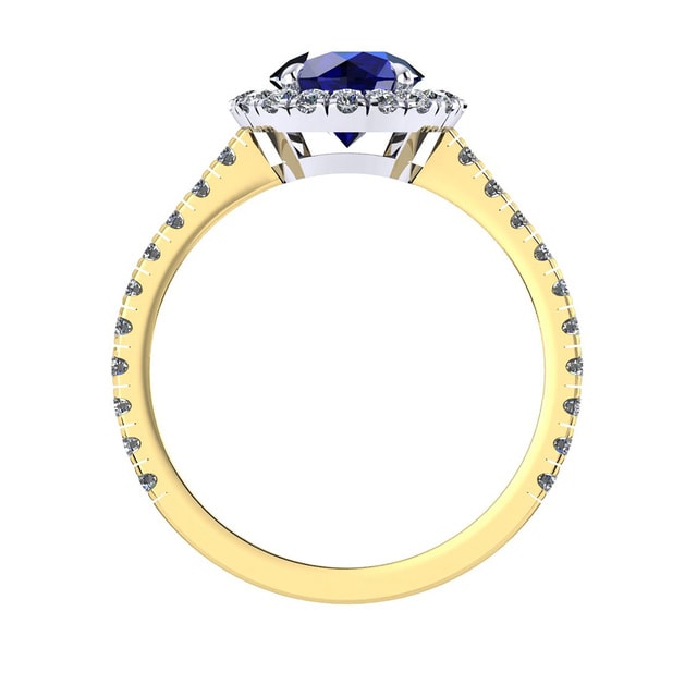 Mappin & Webb Amelia Halo 18ct Yellow Gold And 6mm Sapphire Ring