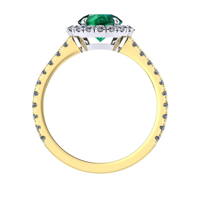 Mappin & Webb Amelia Halo 18ct Yellow Gold And 5mm Emerald Ring
