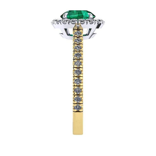 Mappin & Webb Amelia Halo 18ct Yellow Gold And 5mm Emerald Ring