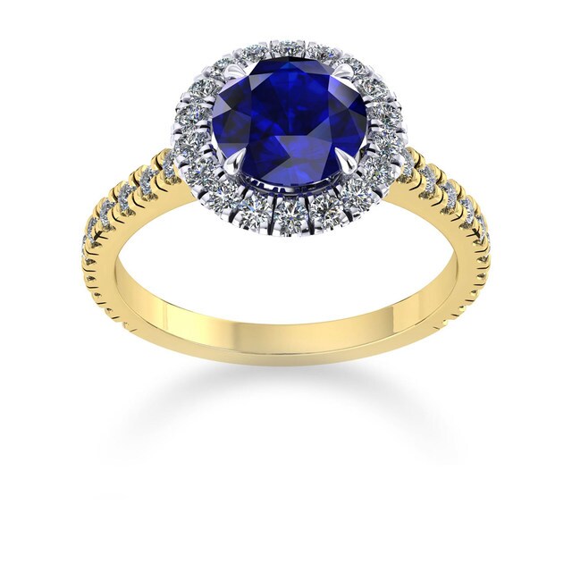Mappin & Webb Amelia Halo 18ct Yellow Gold And 5mm Sapphire Ring