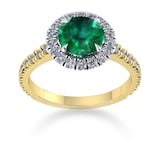 Mappin & Webb Amelia Halo 18ct Yellow Gold And 4mm Emerald Ring