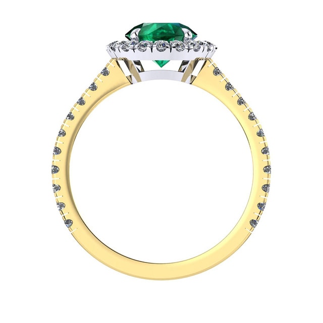 Mappin & Webb Amelia Halo 18ct Yellow Gold And 4mm Emerald Ring