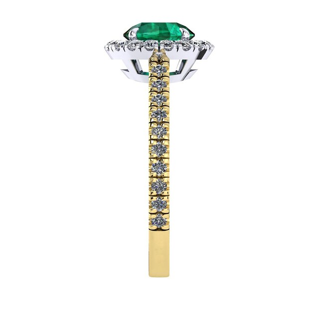 Mappin & Webb Amelia Halo 18ct Yellow Gold And 4mm Emerald Ring