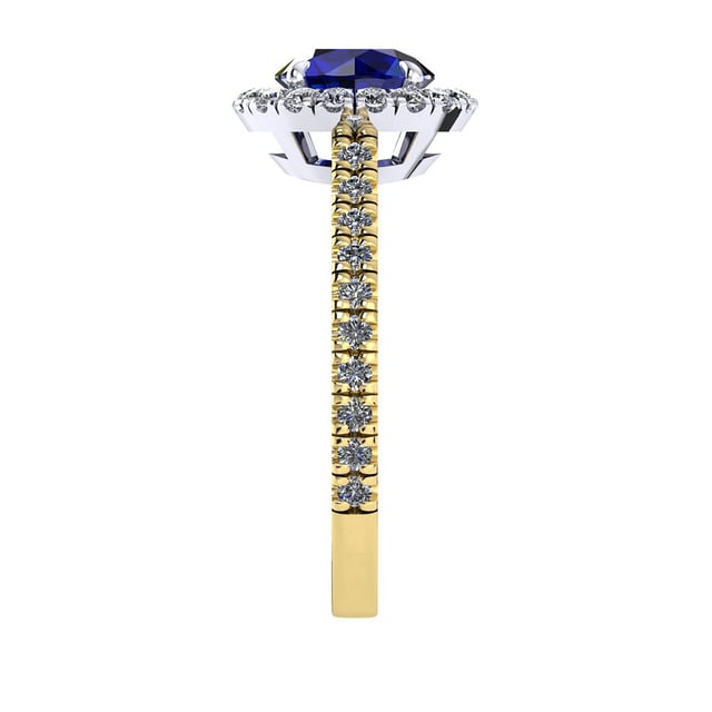 Mappin & Webb Amelia Halo 18ct Yellow Gold And 4mm Sapphire Ring