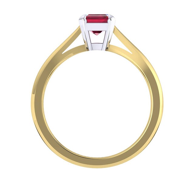 Mappin & Webb Belvedere 18ct Yellow Gold Emerald Cut 7x5mm Ruby Ring