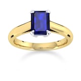 Mappin & Webb Belvedere 18ct Yellow Gold Emerald Cut 6x4mm Sapphire Ring