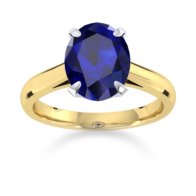 Belvedere 18ct Yellow Gold Oval Cut 9x7mm Sapphire Ring - Ring Size J