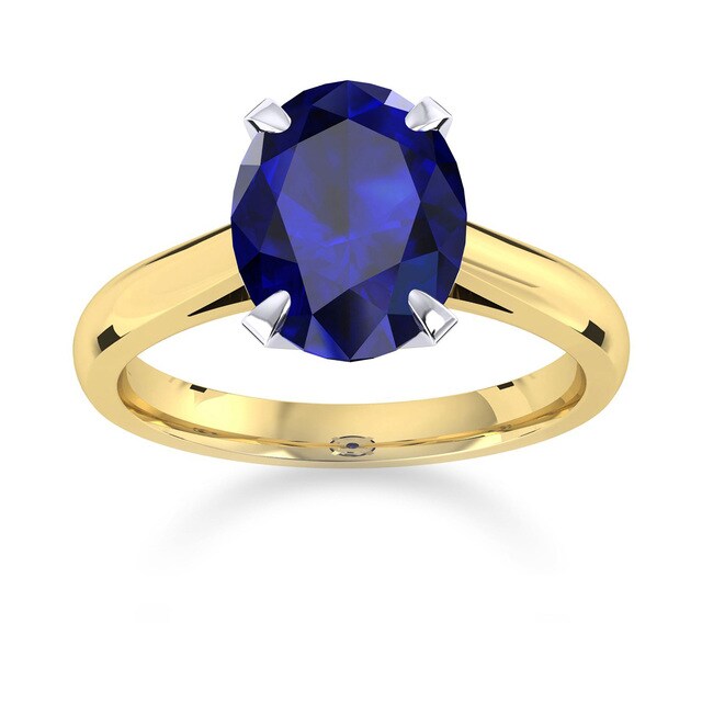 Mappin & Webb Belvedere 18ct Yellow Gold Oval Cut 9x7mm Sapphire Ring