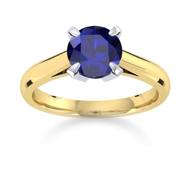 Mappin & Webb Belvedere 18ct Yellow Gold Round Cut 6mm Sapphire Ring