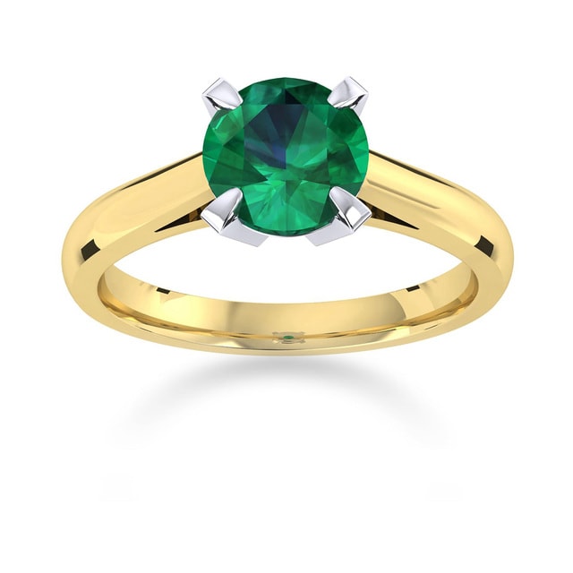 Mappin & Webb Belvedere 18ct Yellow Gold Round Cut 5mm Emerald Ring