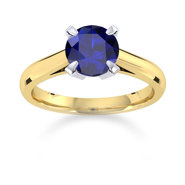 Belvedere 18ct Yellow Gold Round Cut 4mm Sapphire Ring - Ring Size O