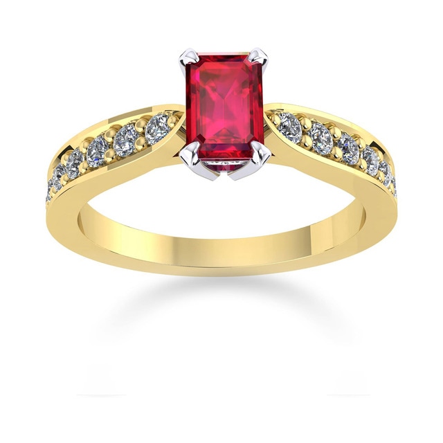 Boscobel 18ct Yellow Gold And 9x7mm Ruby Ring - Ring Size O