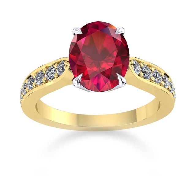 Boscobel 18ct Yellow Gold And 9x7mm Ruby Ring - Ring Size M