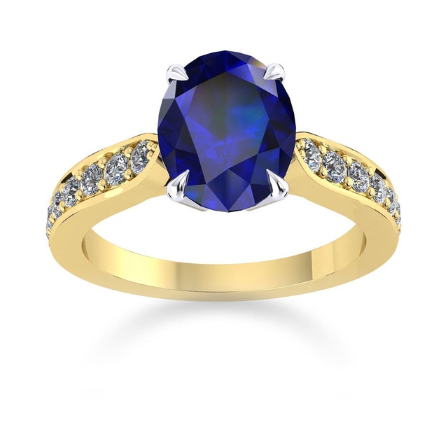 Boscobel 18ct Yellow Gold And 9x7mm Sapphire Ring - Ring Size K