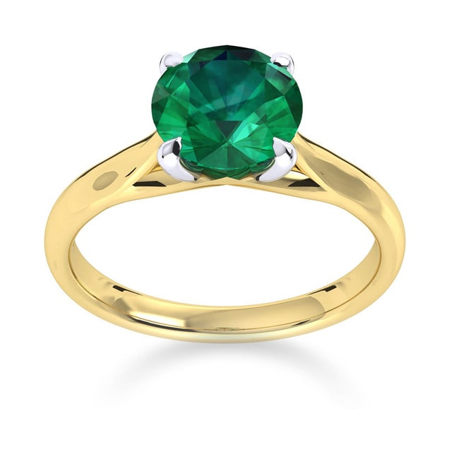 Mappin & Webb Ena Harkness 18ct Yellow Gold And 6mm Emerald Ring