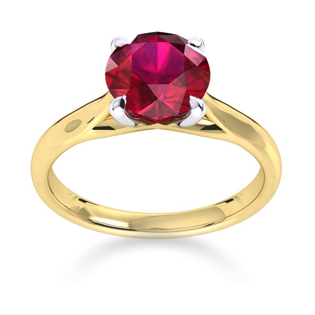 Ena Harkness 18ct Yellow Gold And 6mm Ruby Ring - Ring Size K