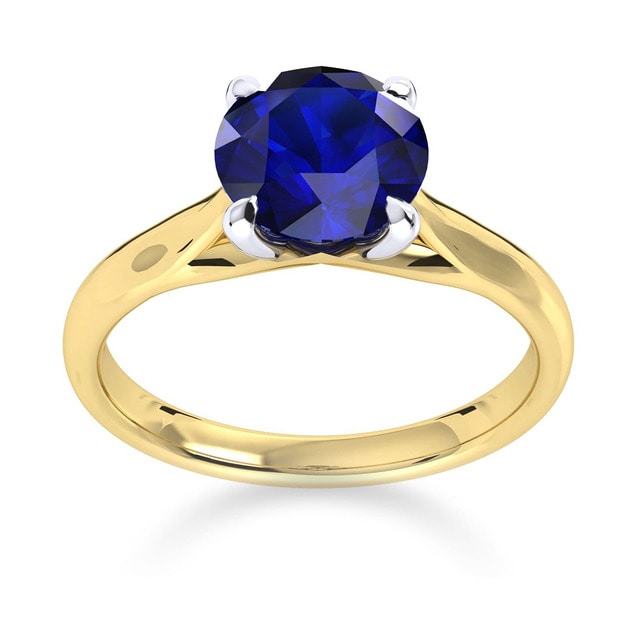 Ena Harkness 18ct Yellow Gold And 5mm Sapphire Ring - Ring Size O