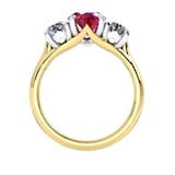 Mappin & Webb Ena Harkness 18ct Yellow Gold And Three Stone 9x7mm Ruby Ring