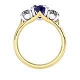 Mappin & Webb Ena Harkness 18ct Yellow Gold And Three Stone 9x7mm Sapphire Ring