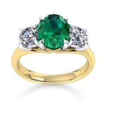Mappin & Webb Ena Harkness 18ct Yellow Gold And Three Stone 7x5mm Emerald Ring