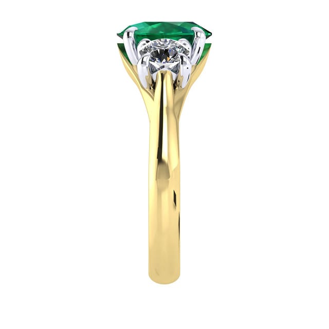 Mappin & Webb Ena Harkness 18ct Yellow Gold And Three Stone 7x5mm Emerald Ring