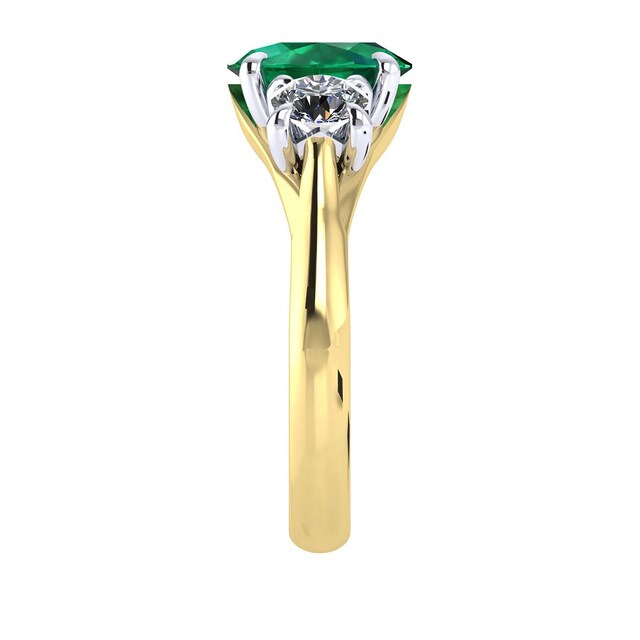 Mappin & Webb Ena Harkness 18ct Yellow Gold And Three Stone 6x4mm Emerald Ring