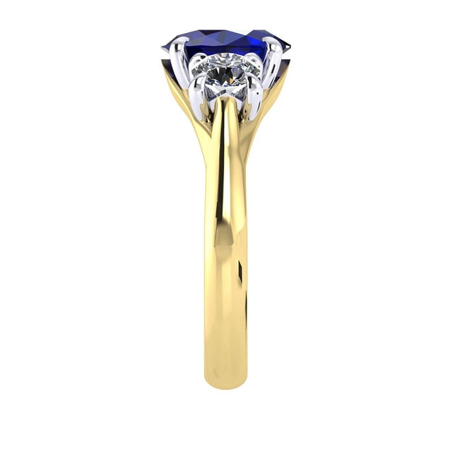 Mappin & Webb Ena Harkness 18ct Yellow Gold And Three Stone 6x4mm Sapphire Ring