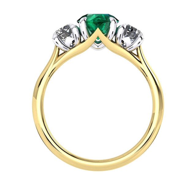 Mappin & Webb Ena Harkness 18ct Yellow Gold And Three Stone 6mm Emerald Ring