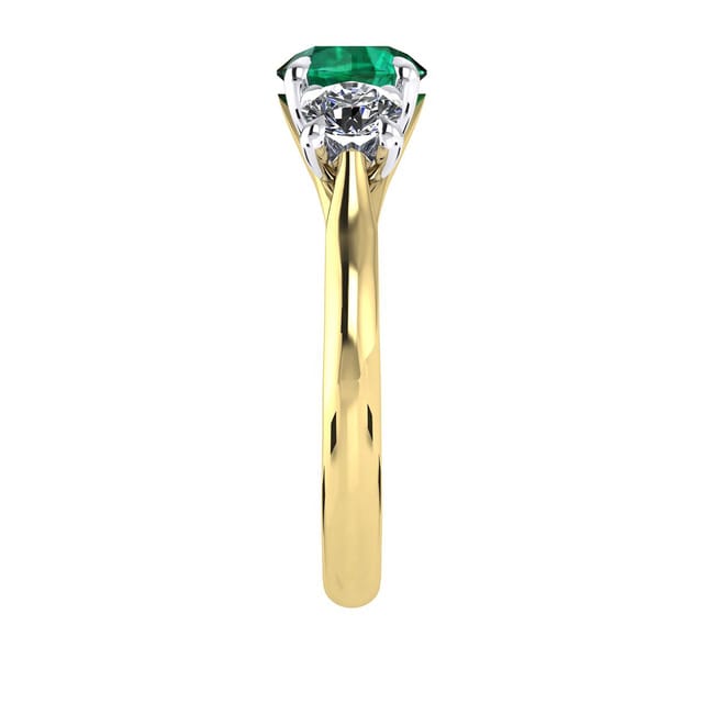 Mappin & Webb Ena Harkness 18ct Yellow Gold And Three Stone 6mm Emerald Ring