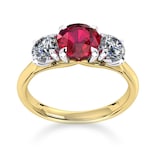 Mappin & Webb Ena Harkness 18ct Yellow Gold And Three Stone 6mm Ruby Ring