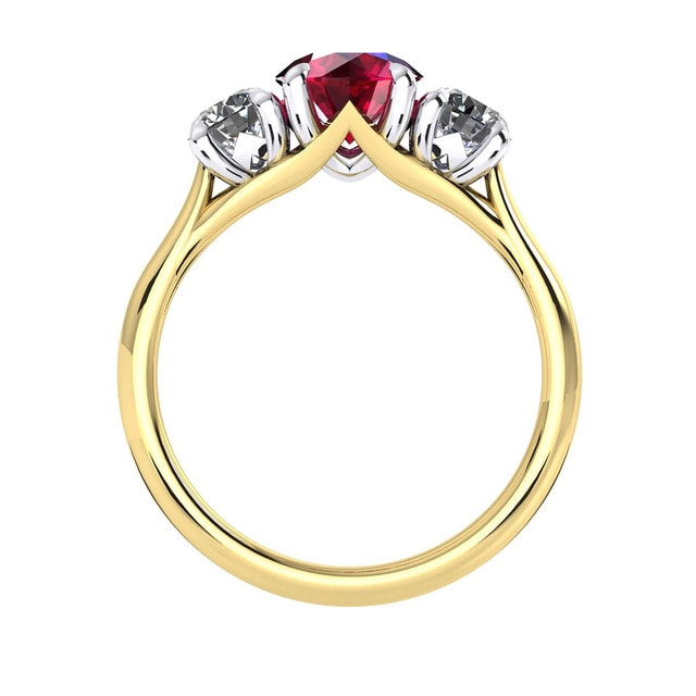 Mappin & Webb Ena Harkness 18ct Yellow Gold And Three Stone 6mm Ruby Ring