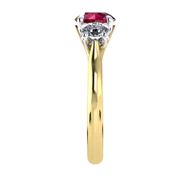 Mappin & Webb Ena Harkness 18ct Yellow Gold And Three Stone 6mm Ruby Ring